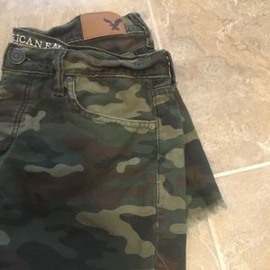 American Eagle Outfitters Frayed Camo Shorts